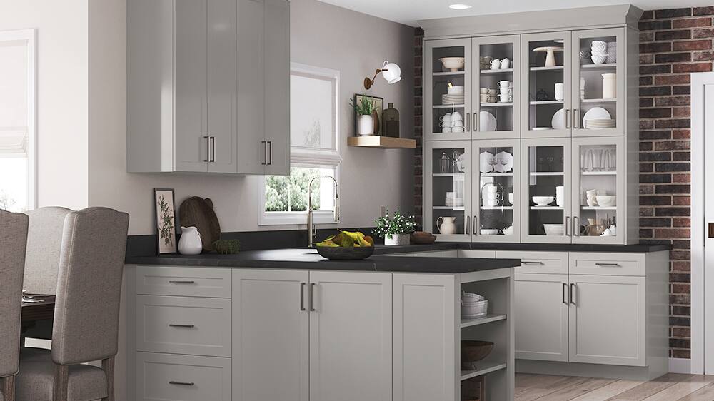 Hampton Bay Designer Series Melvern Cabinets in Heron Gray