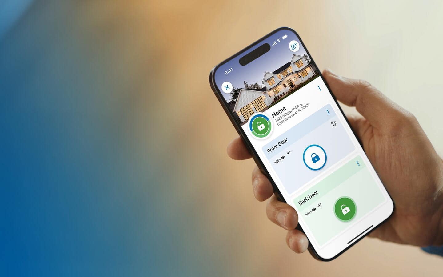 Someone is using a smartphone to access their smart lock at home. Someone is using a smartphone to access their smart lock at home.
