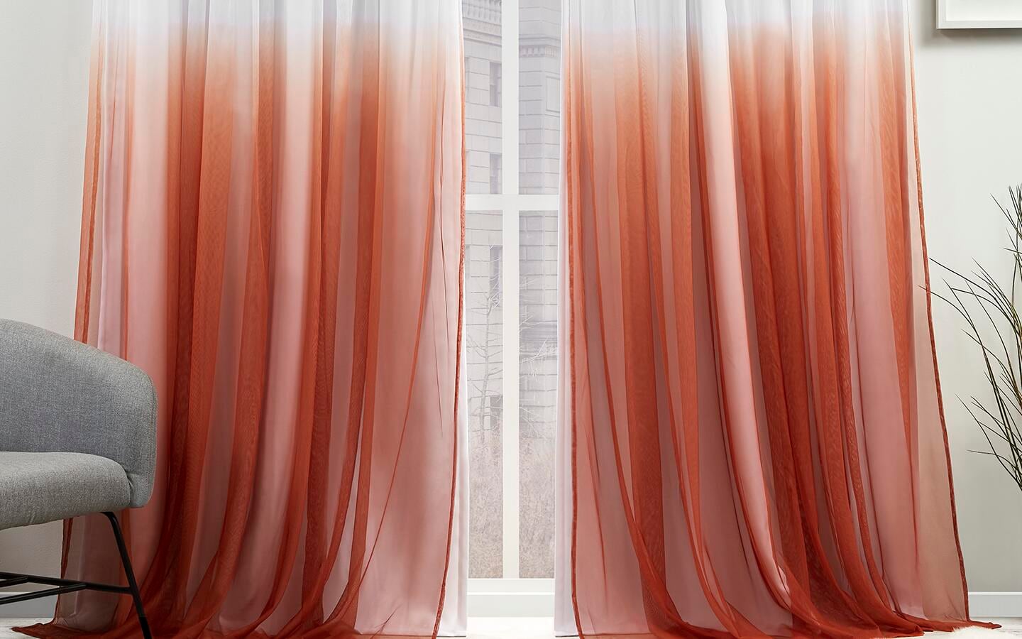Bright rose-colored curtains. Bright rose-colored curtains.