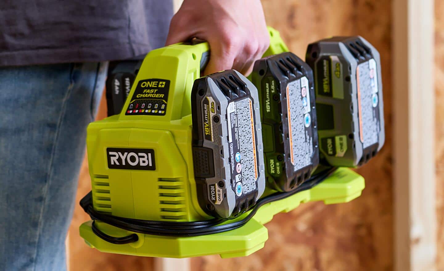 A fast, multiple battery charger for 18 volt cordless tool batteries.
