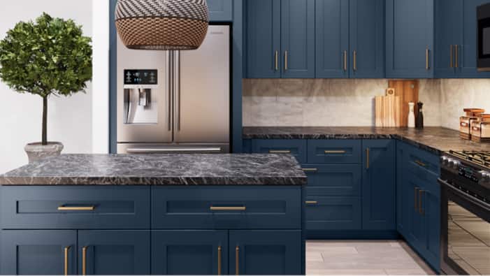 Express Cabinets in Mythic Blue