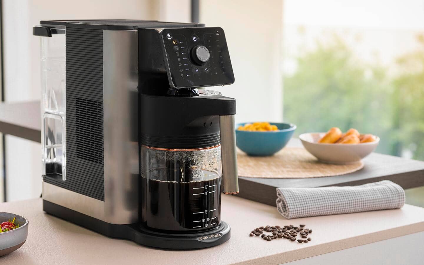 Drip coffee maker on a kitchen counter