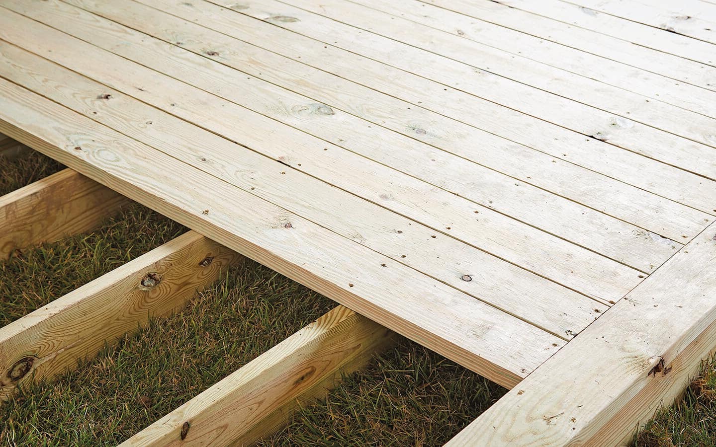 A new deck missing a few boards.