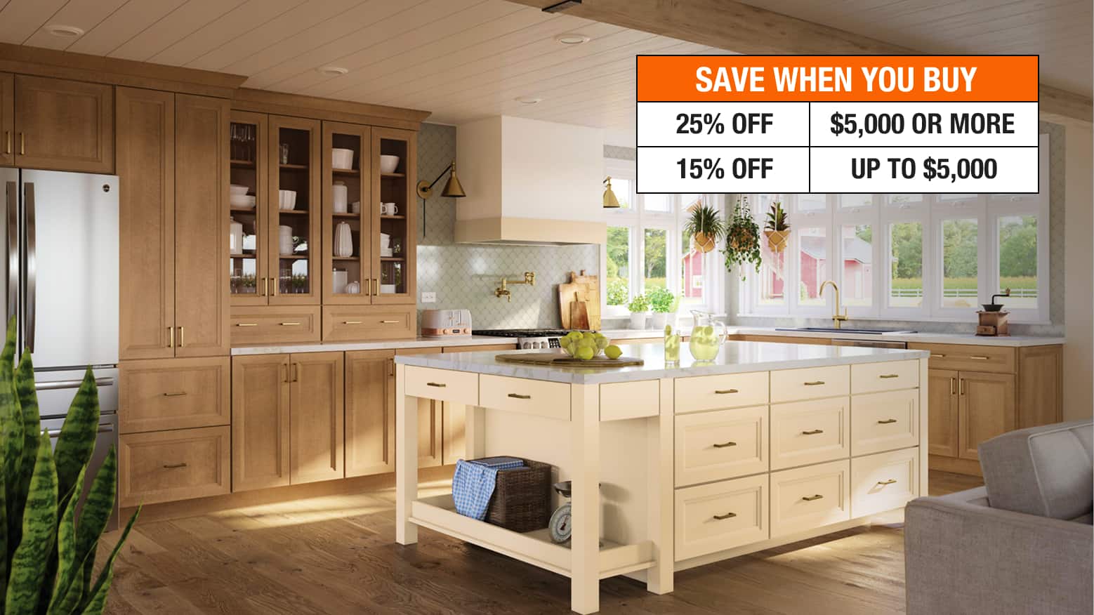 Select Thomasville, KraftMaid and American Woodmark Custom Cabinets.