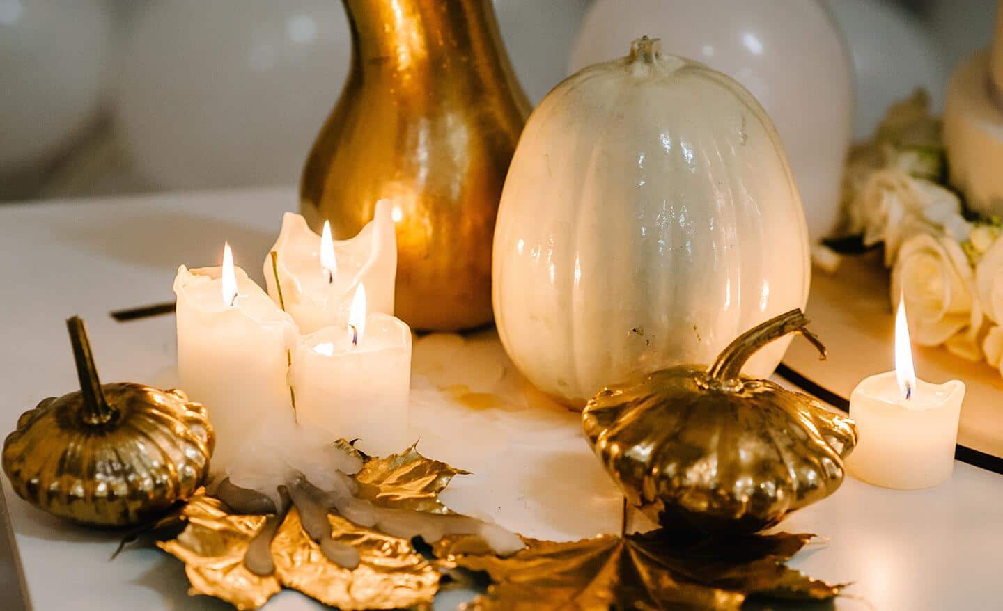 Gold-accented holiday decor. Gold-accented holiday decor.