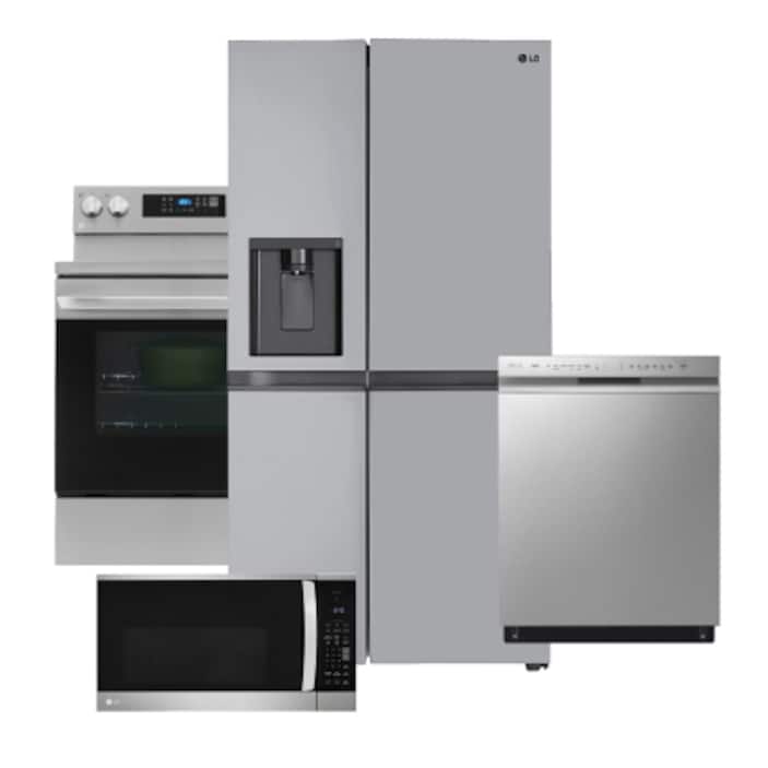 Exclusive Stainless Steel Package with Side by Side Refrigerator with External Water Dispenser and QuadWash™ Dishwasher
