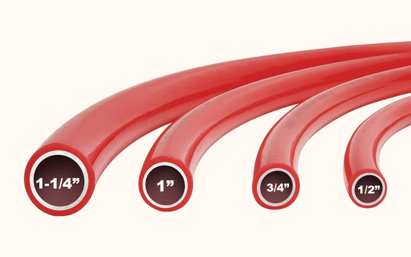 An assortment of PEX pipe in different sizes.