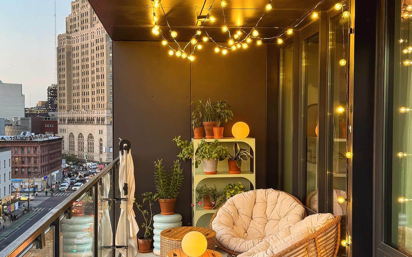 String lights hang from the ceiling on an outdoor porch String lights hang from the ceiling on an outdoor porch