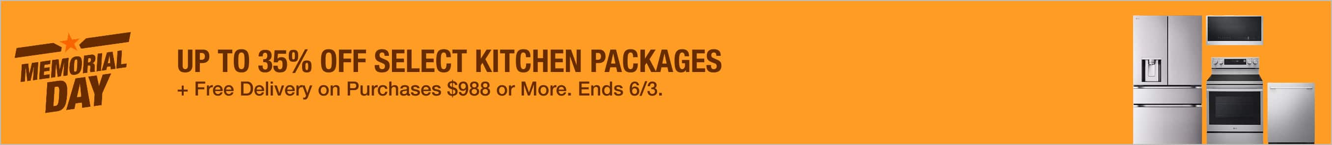 Up to 35% Off Select Kitchen Packages + Free Delivery on Purchases $988 or More. Ends 6/3.