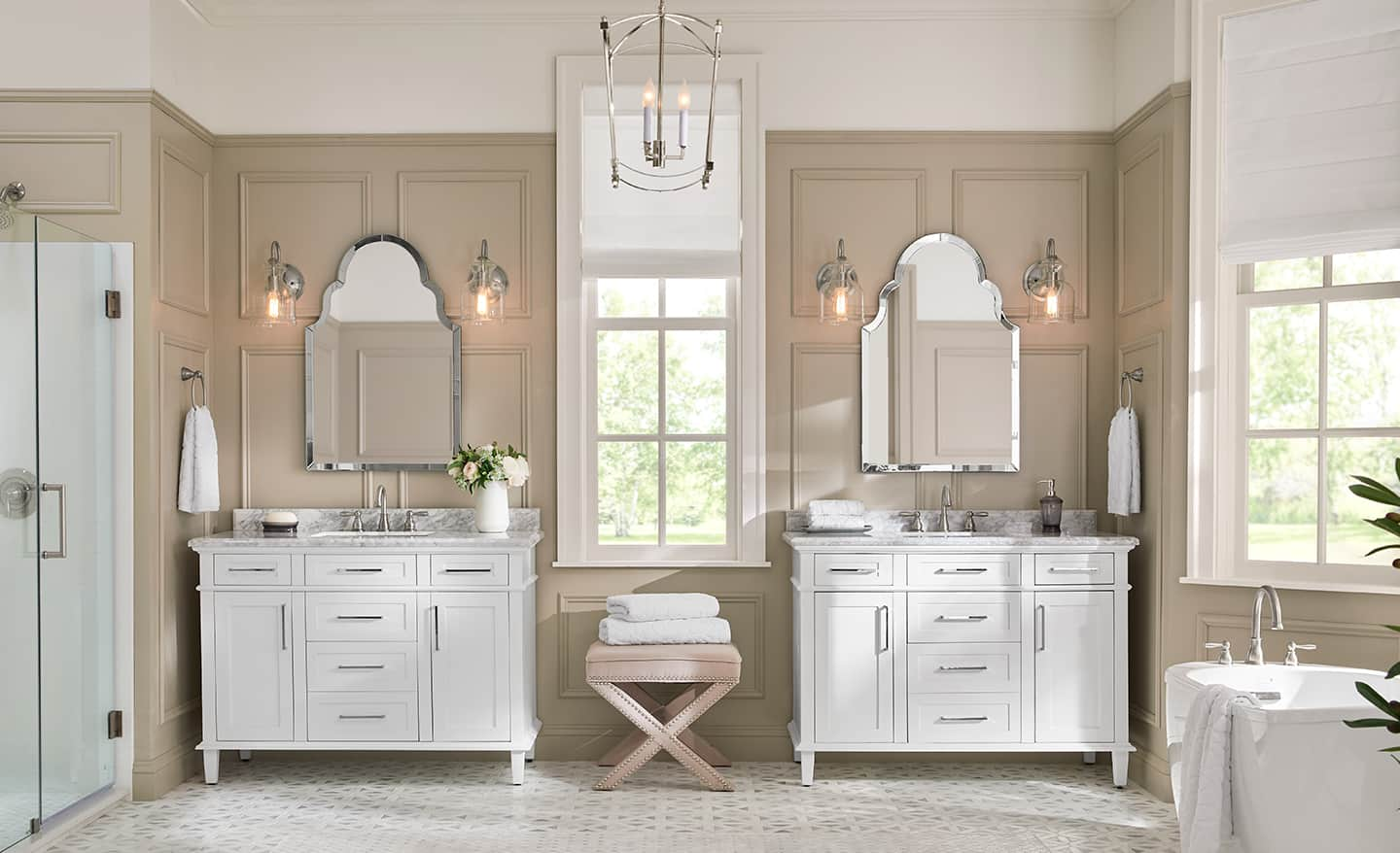 Bathroom Vanity Idea - An Open Shelf Below The Countertop (17