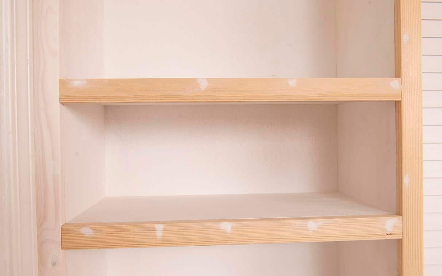 Nail holes are filled with wood filler.