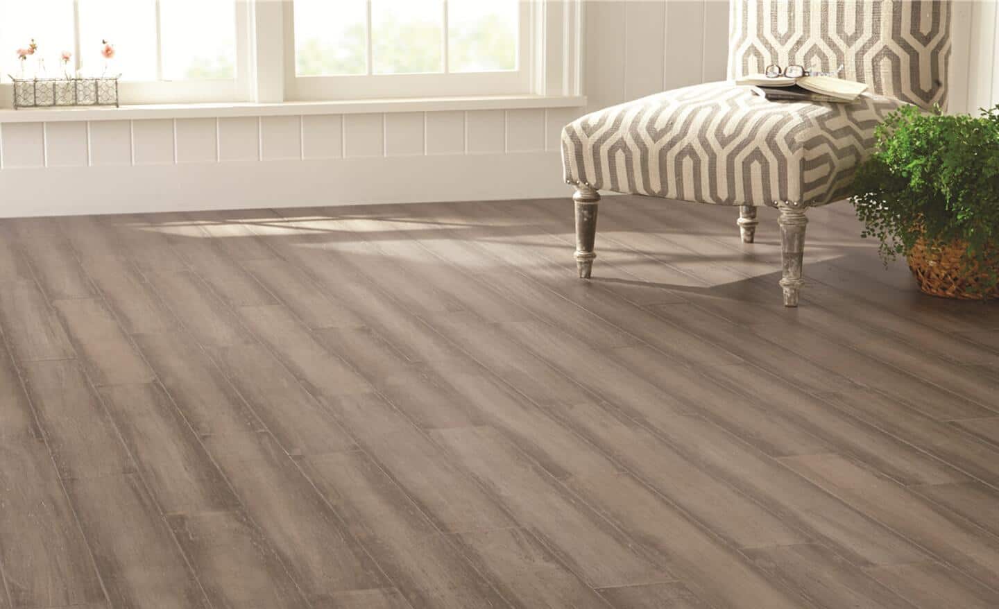 Flooring featuring a wood look.