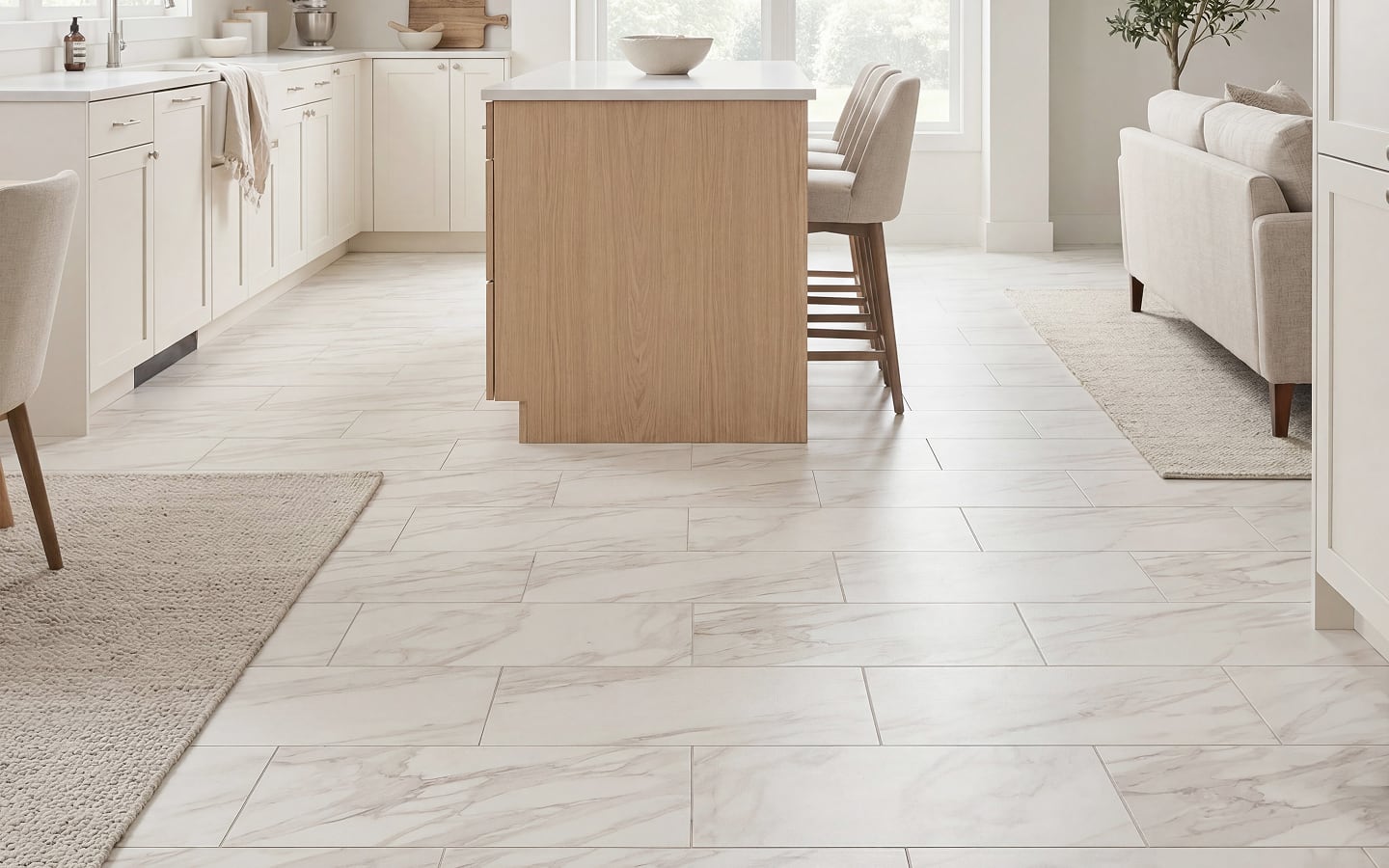 An ADA-compliant kitchen with non-slip flooring.