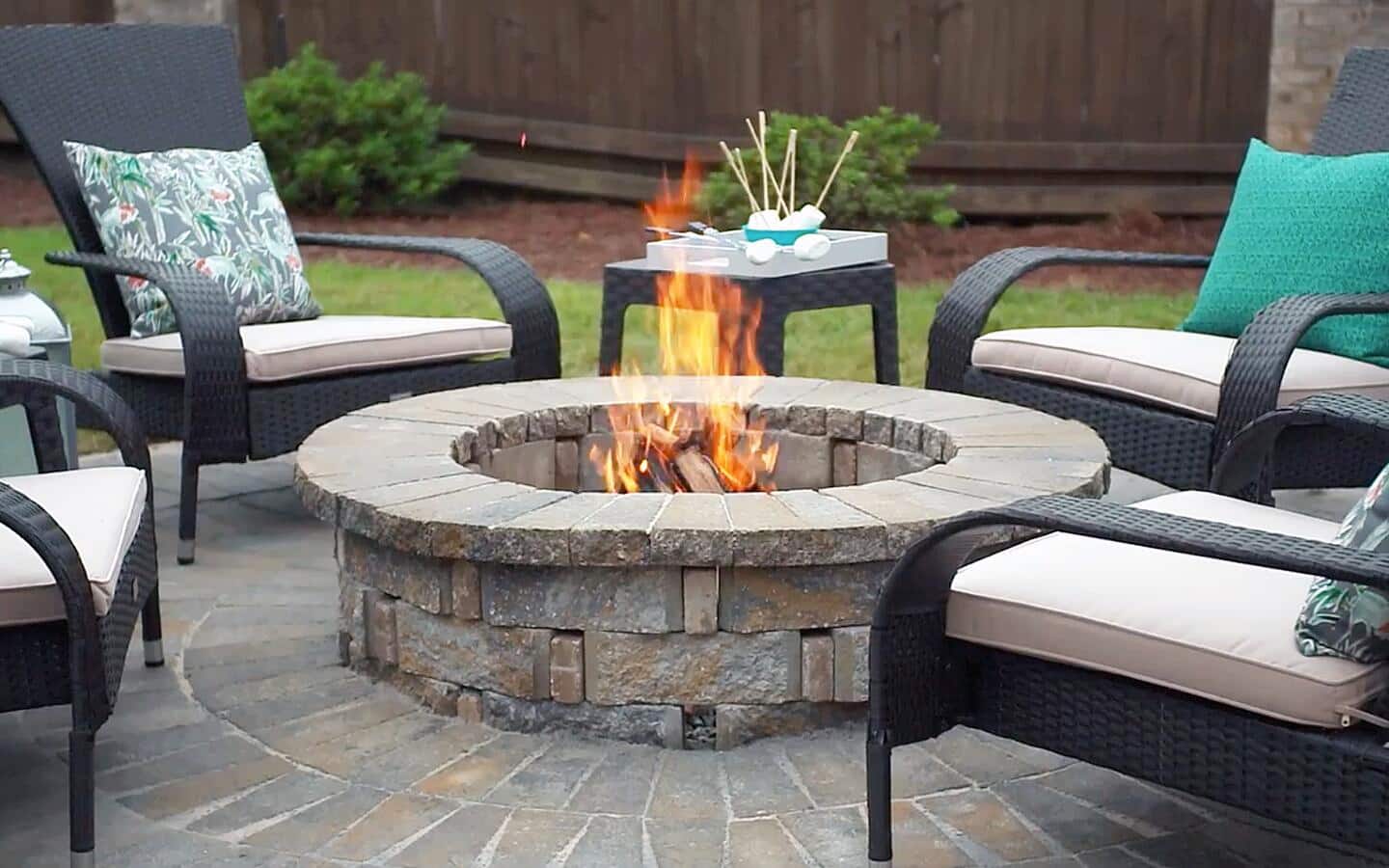 A stone firepit.