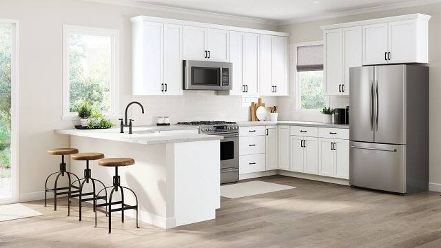 Hampton Bay Courtland Cabinets in Polar White