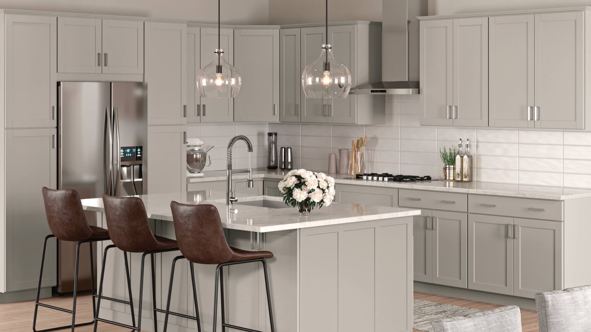 Hampton Bay Westfield Cabinets in Dusk Gray