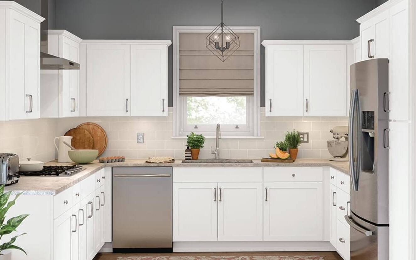 Hampton Bay Westfield Feather White Cabinets