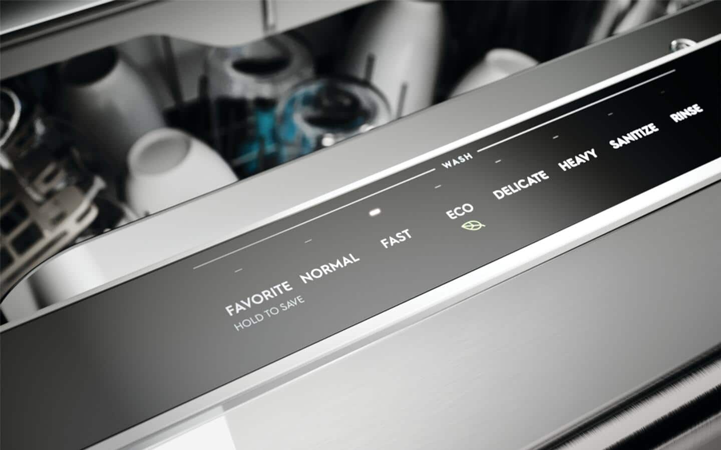 The top control panel of a dishwasher The top control panel of a dishwasher