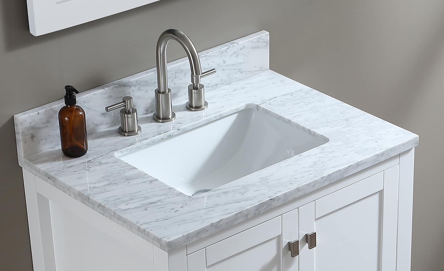 Marble bathroom countertop with sink