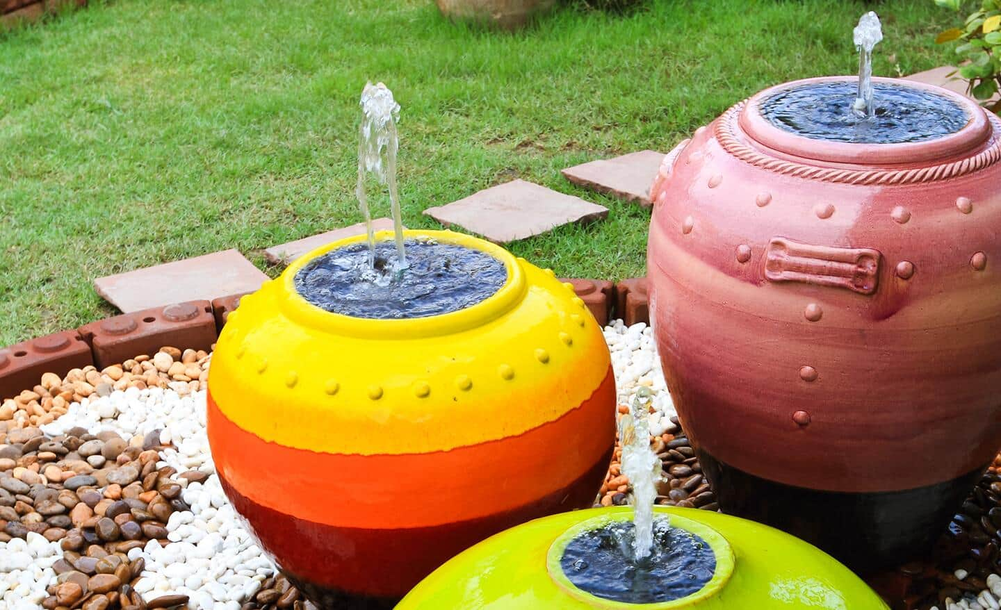 DIY fountains made from ceramic planters