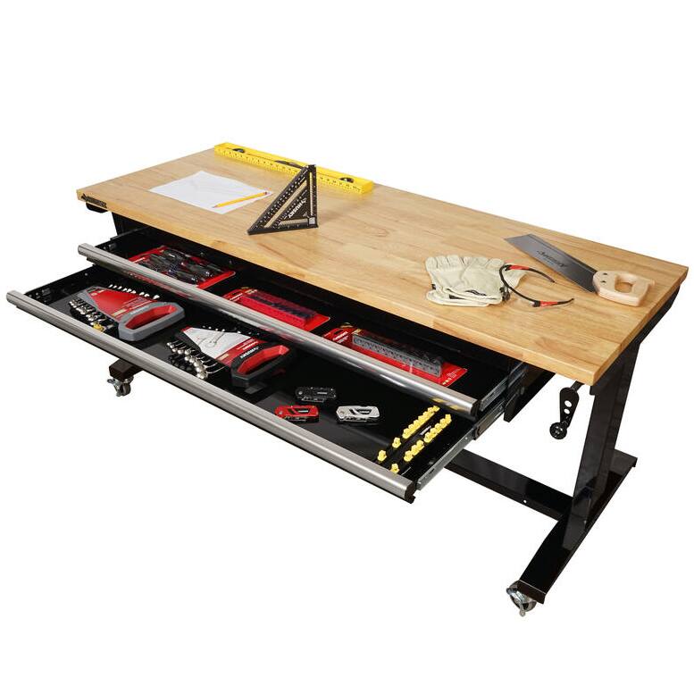 Hart 36-In W x 24-In D 5-Drawer Mobile Tool Chest Workbench W/ Wood Top,  Garage Use 