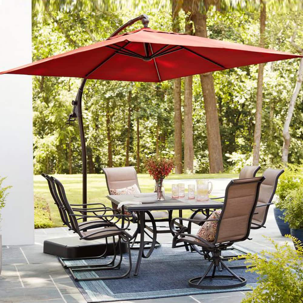 at home patio table umbrella Sonkuki 9 ft. Outdoor Patio Market Table Umbrellas in Orange