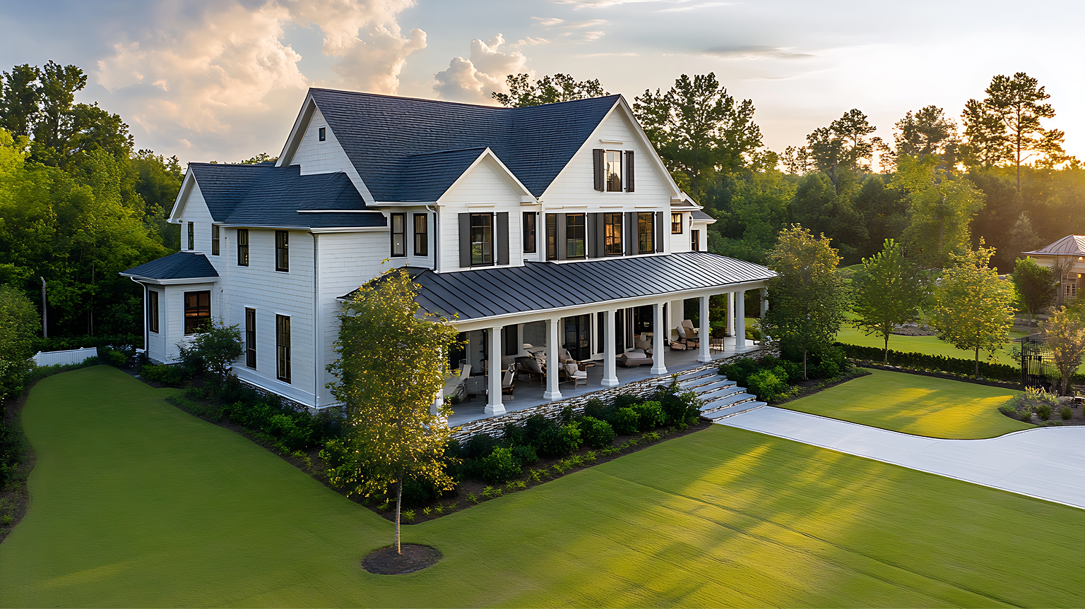 white house with porch