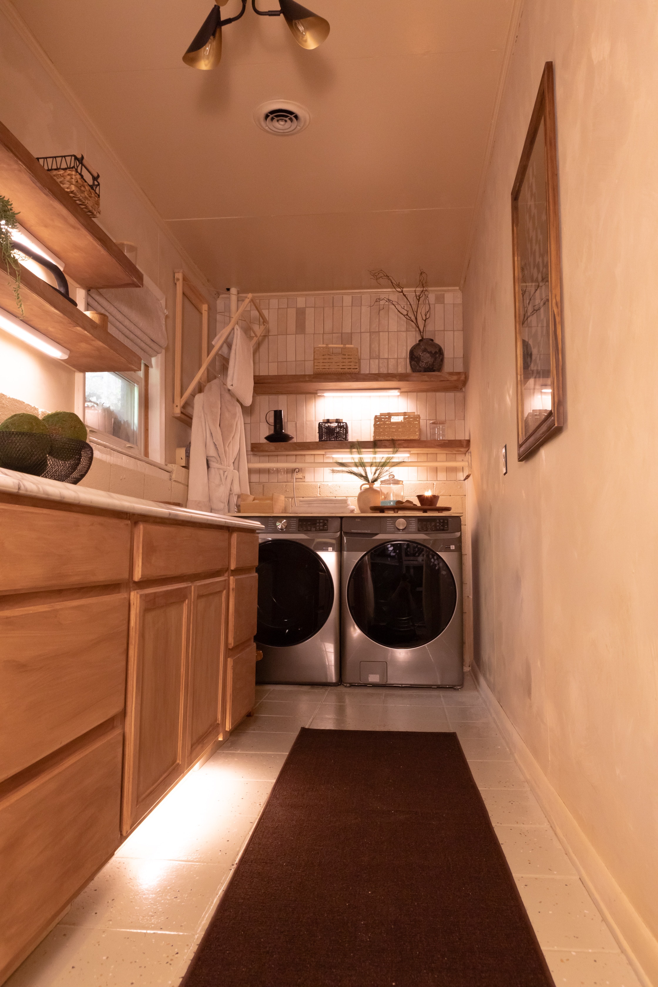 Zoomed out view of a newly renovated laundry room.