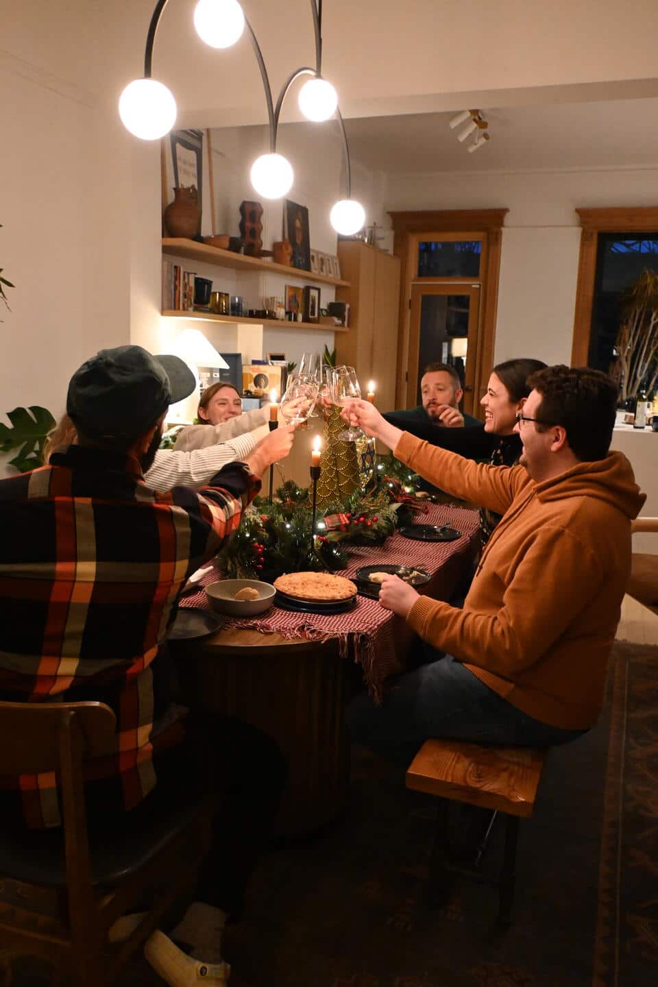 A group enjoying dinner together