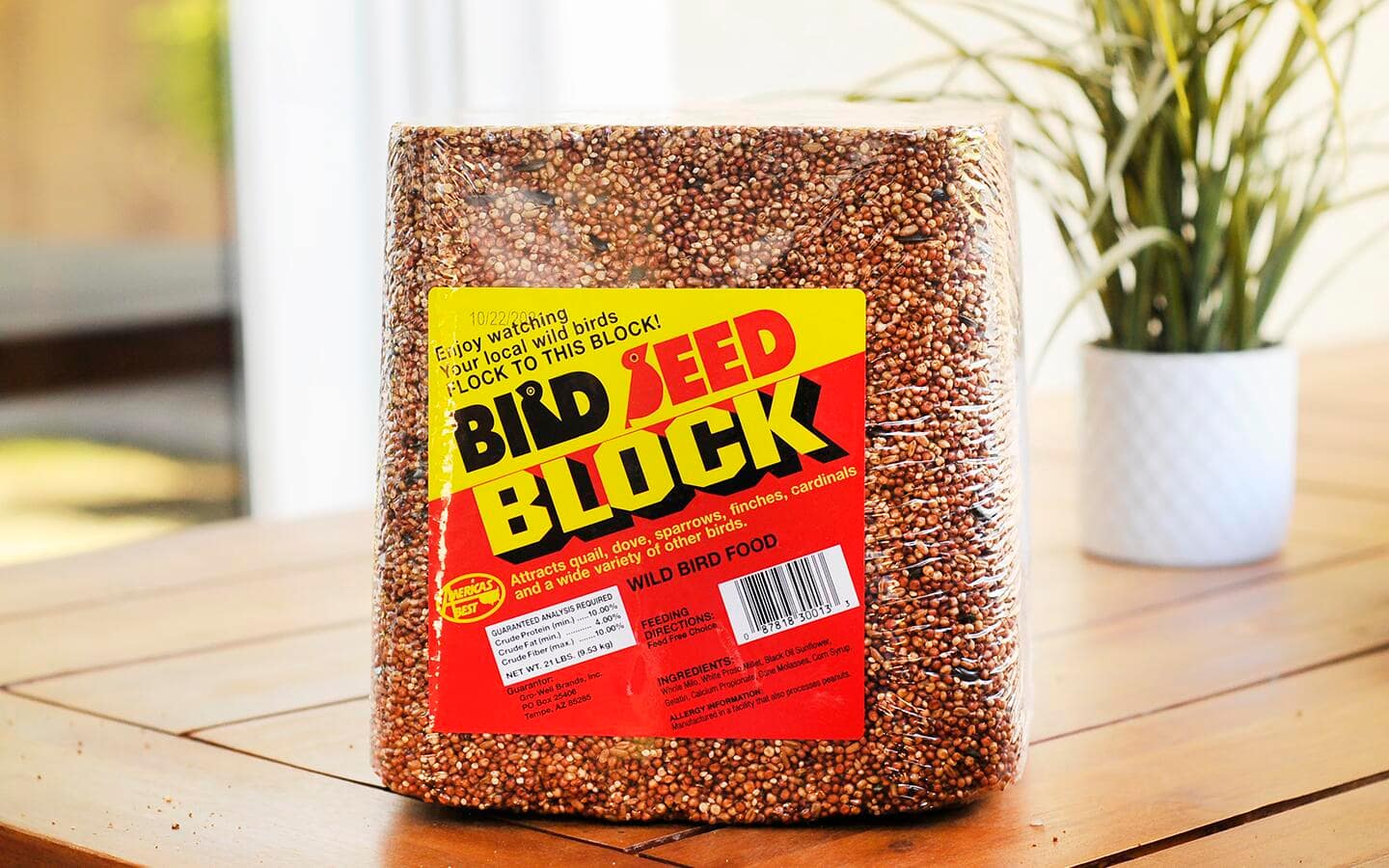 A block of bird seed made with millet
