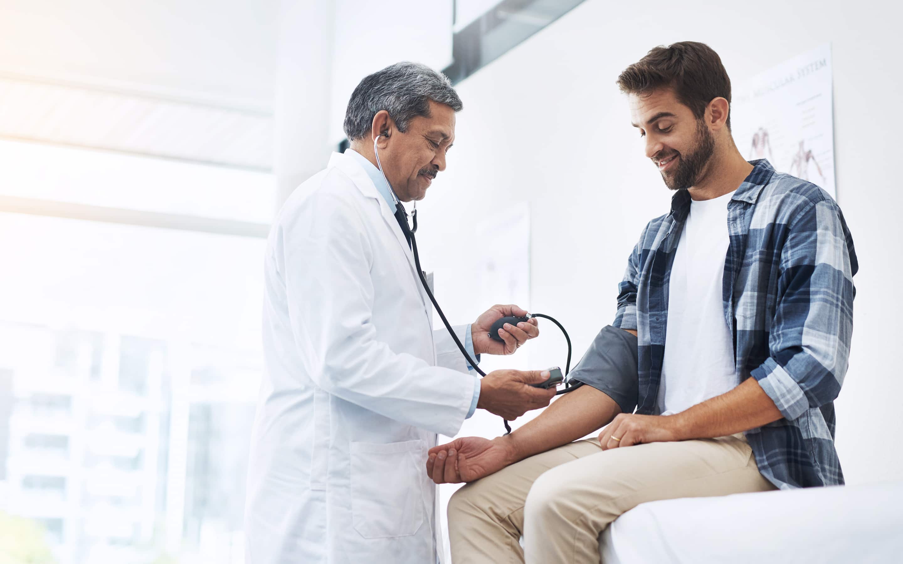 A doctor examining a patient.