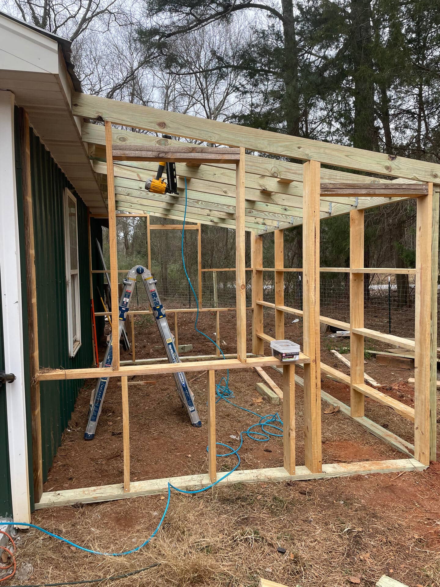The front of the greenhouse in progress.
