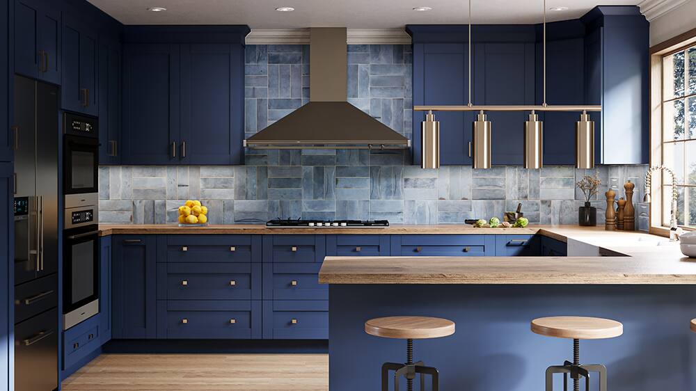 Contractor Express Cabinets Arlington Cabinets in Vessel Blue
