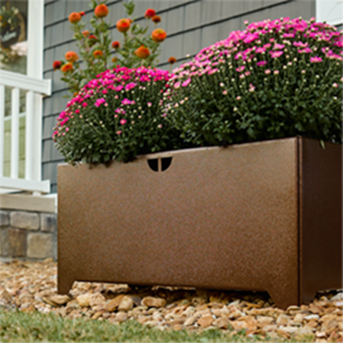 planter in front of a house