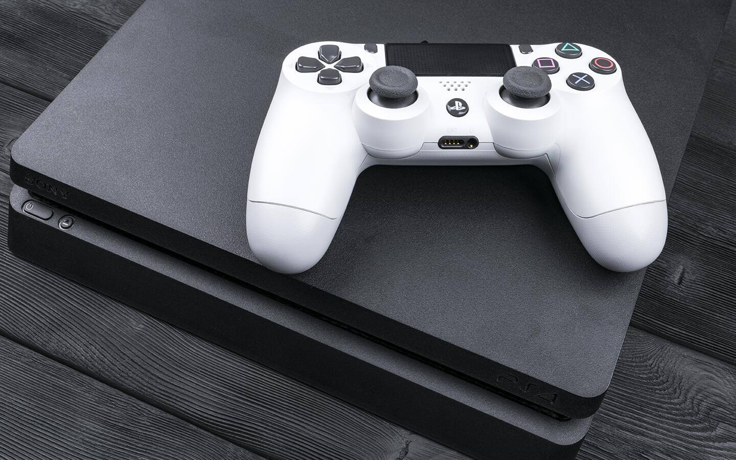 A gaming system placed on a table.