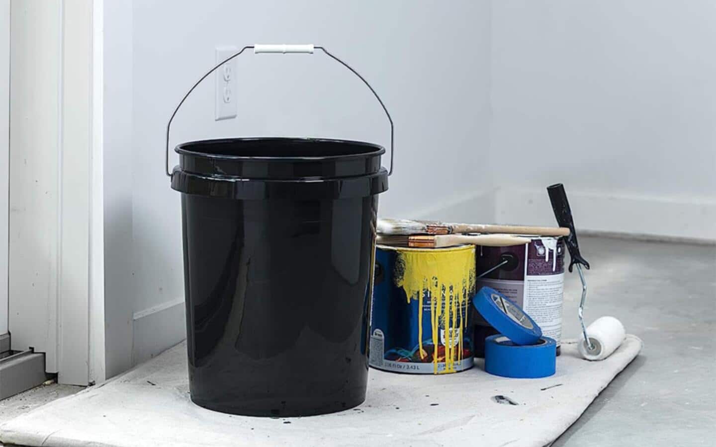 Painting supplies, including paint, painters tape and brushes/rollers. Painting supplies, including paint, painters tape and brushes/rollers.