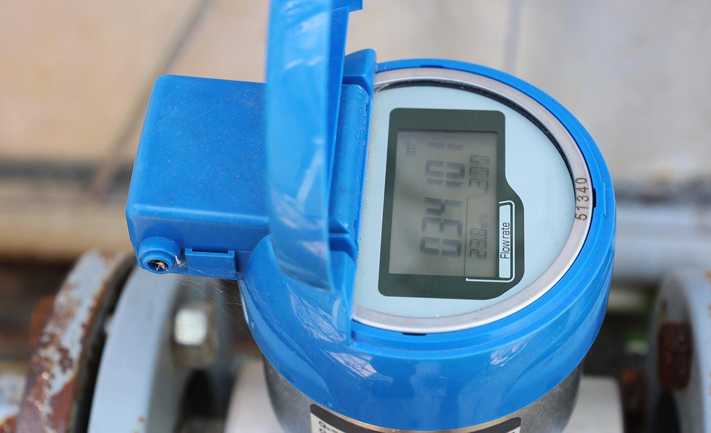 A water meter showing the latest water usage numbers for a home. A water meter showing the latest water usage numbers for a home.