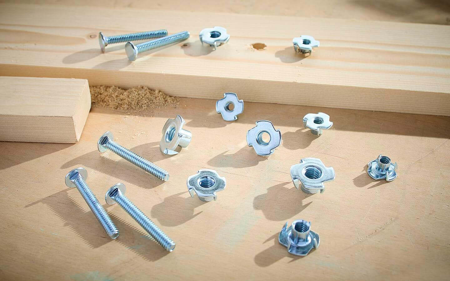 Machine screws and t nuts.