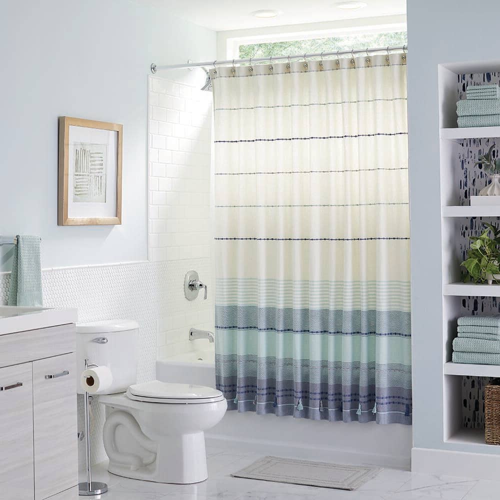 Seasonwood Bathroom Shower Curtains Grey Shower Curtain with Tassels  Striped 72x84 - Walmart.com