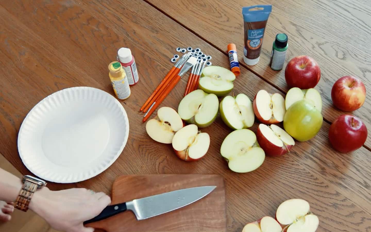 Apples, paint and other materials for creating Pumpkin Stamps. Apples, paint and other materials for creating Pumpkin Stamps.