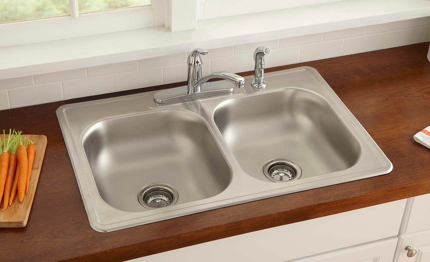 A stainless steel sink.