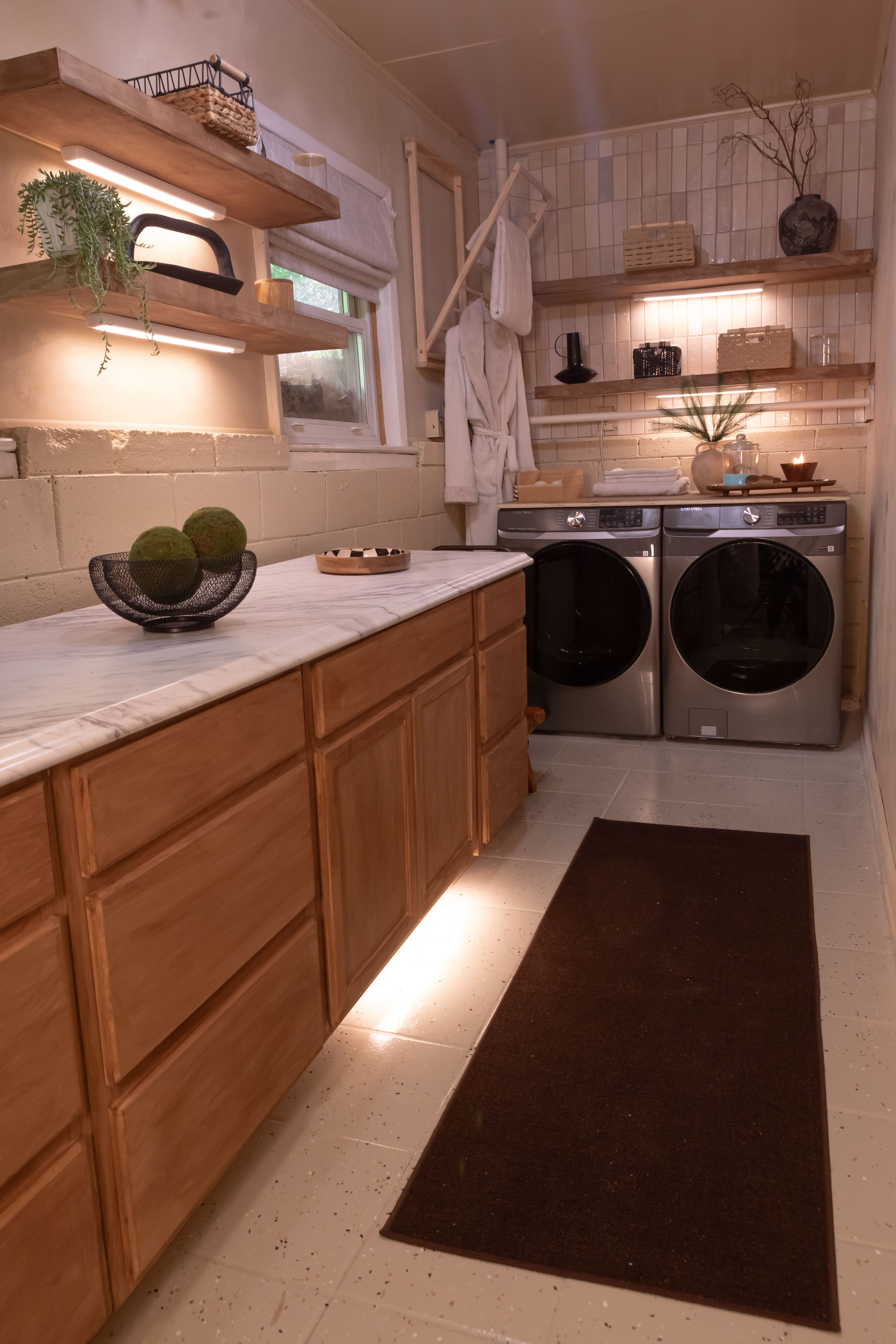 View of a newly renovated laundry room.