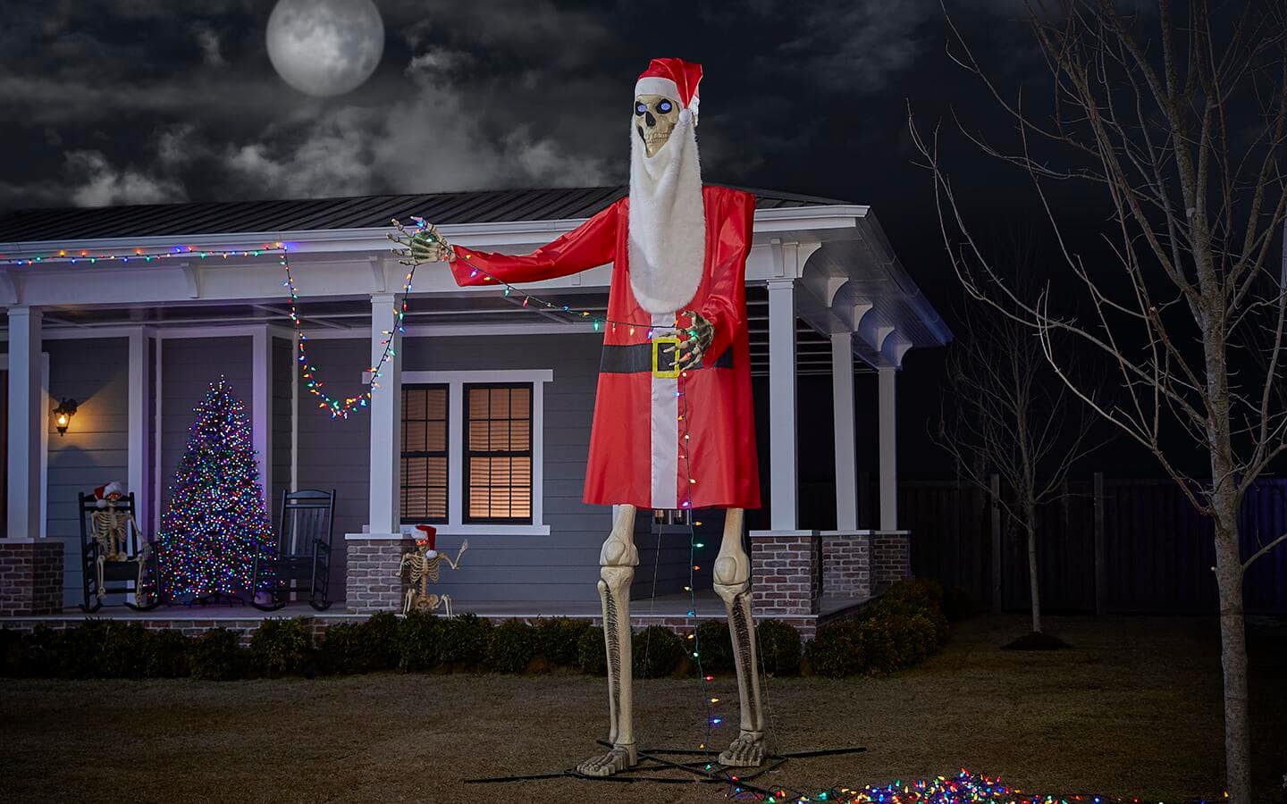 A 12-foot skeleton dressed up in a Santa costume. A 12-foot skeleton dressed up in a Santa costume.