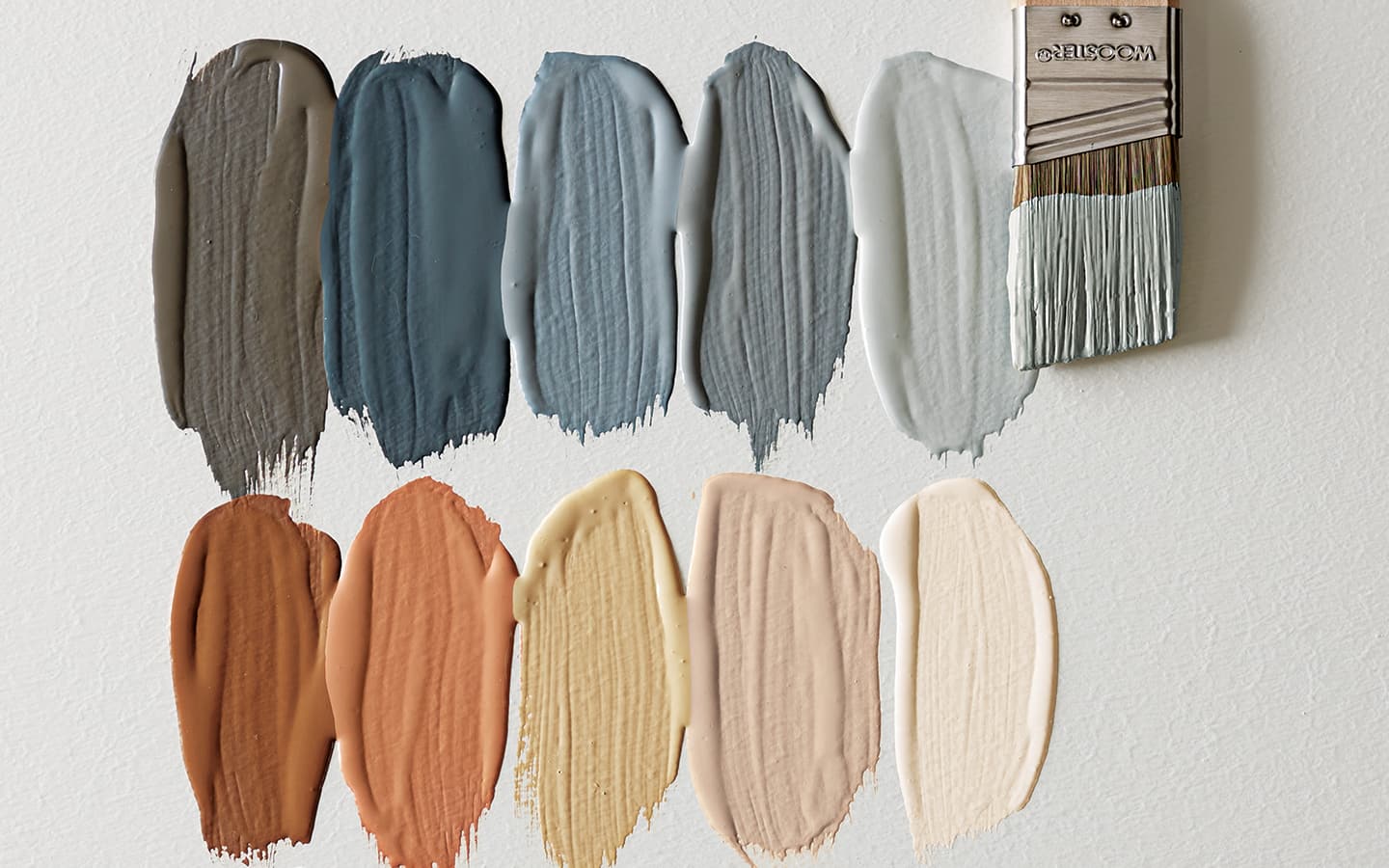 Samples of different colors of paint adhere to a surface. Samples of different colors of paint adhere to a surface.