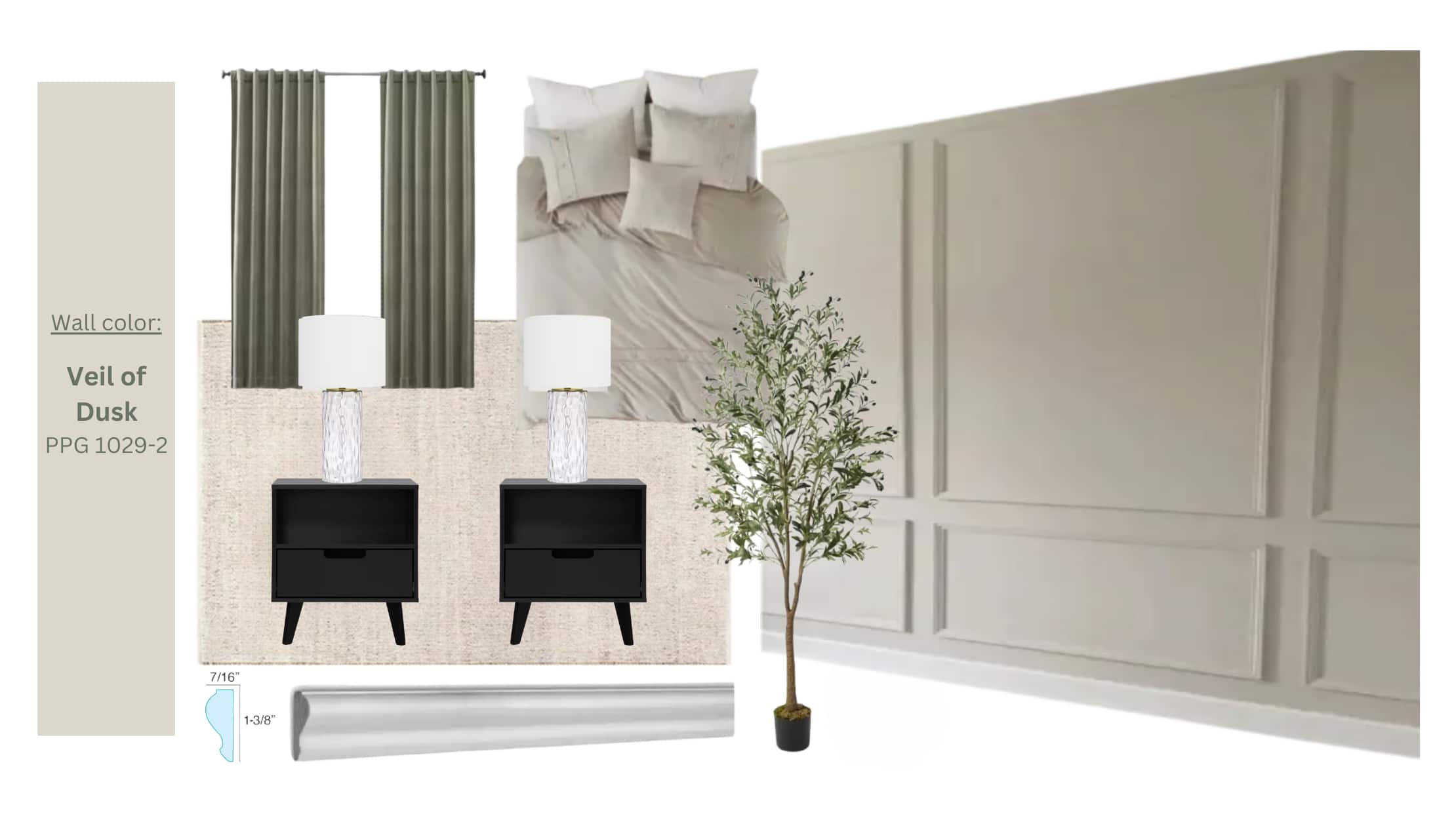 A mood board to outline the bedroom makeover