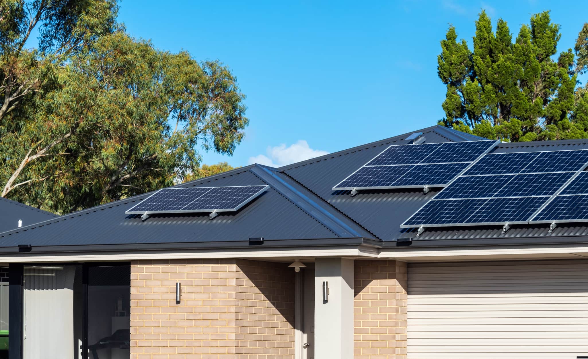 Solar panels installed on a roof. Solar panels installed on a roof.