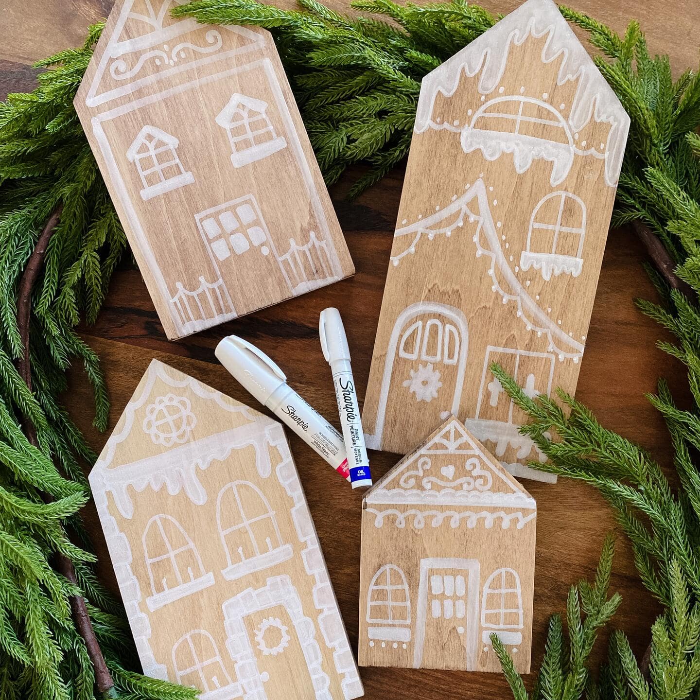 Decorated wooden houses.