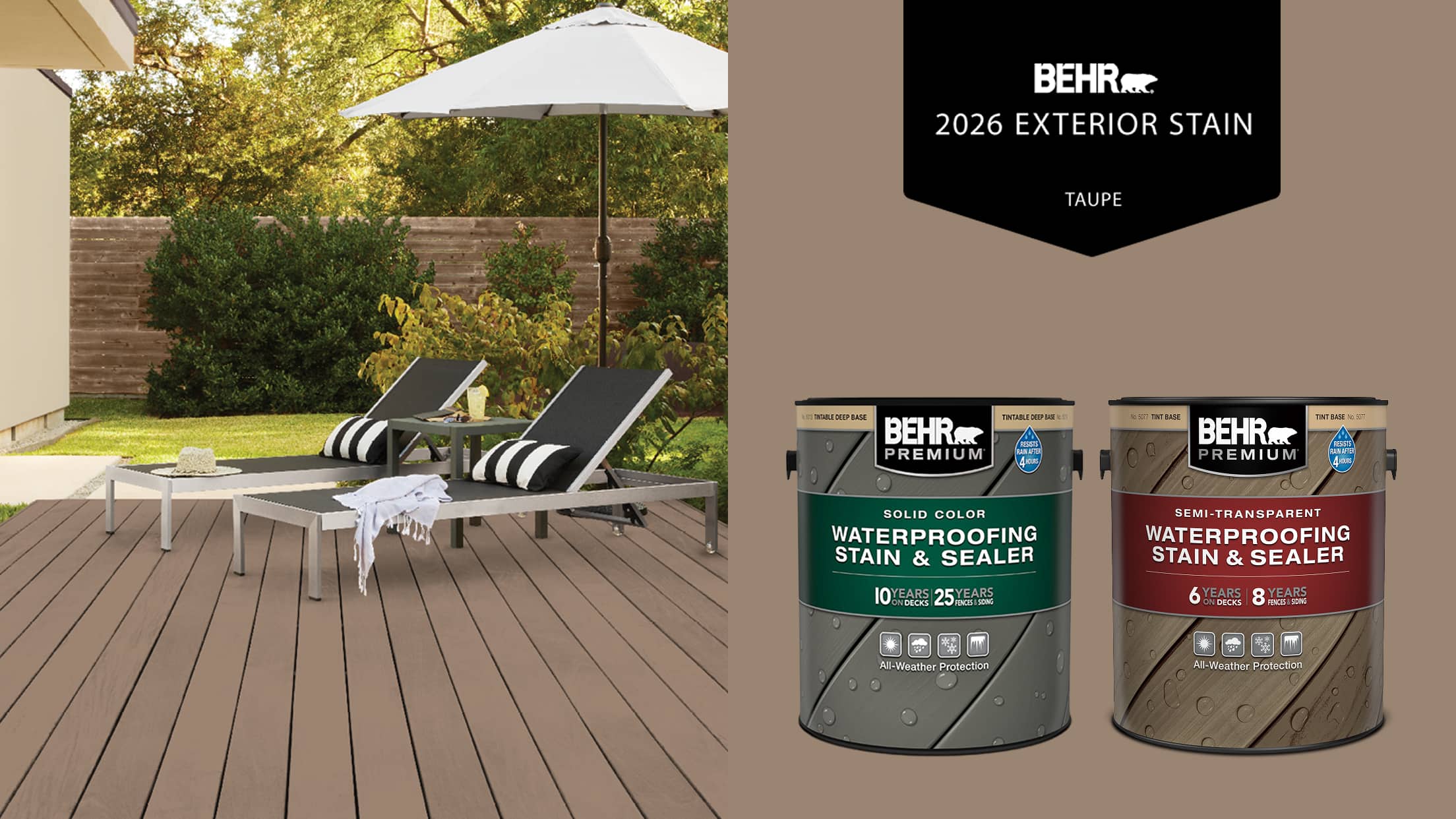 Image for 2026 BEHR EXTERIOR STAIN OF THE YEAR: TAUPE
