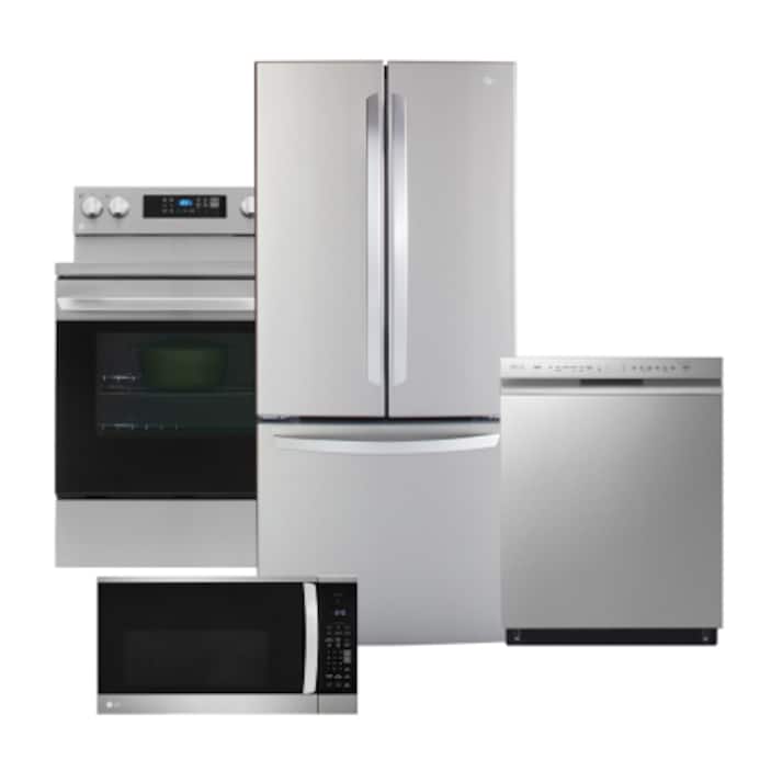 PrintProof Stainless Steel Package with Counter Depth French Door Refrigerator and AirFry Range