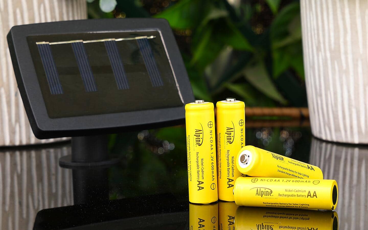 Rechargeable batteries on a table.